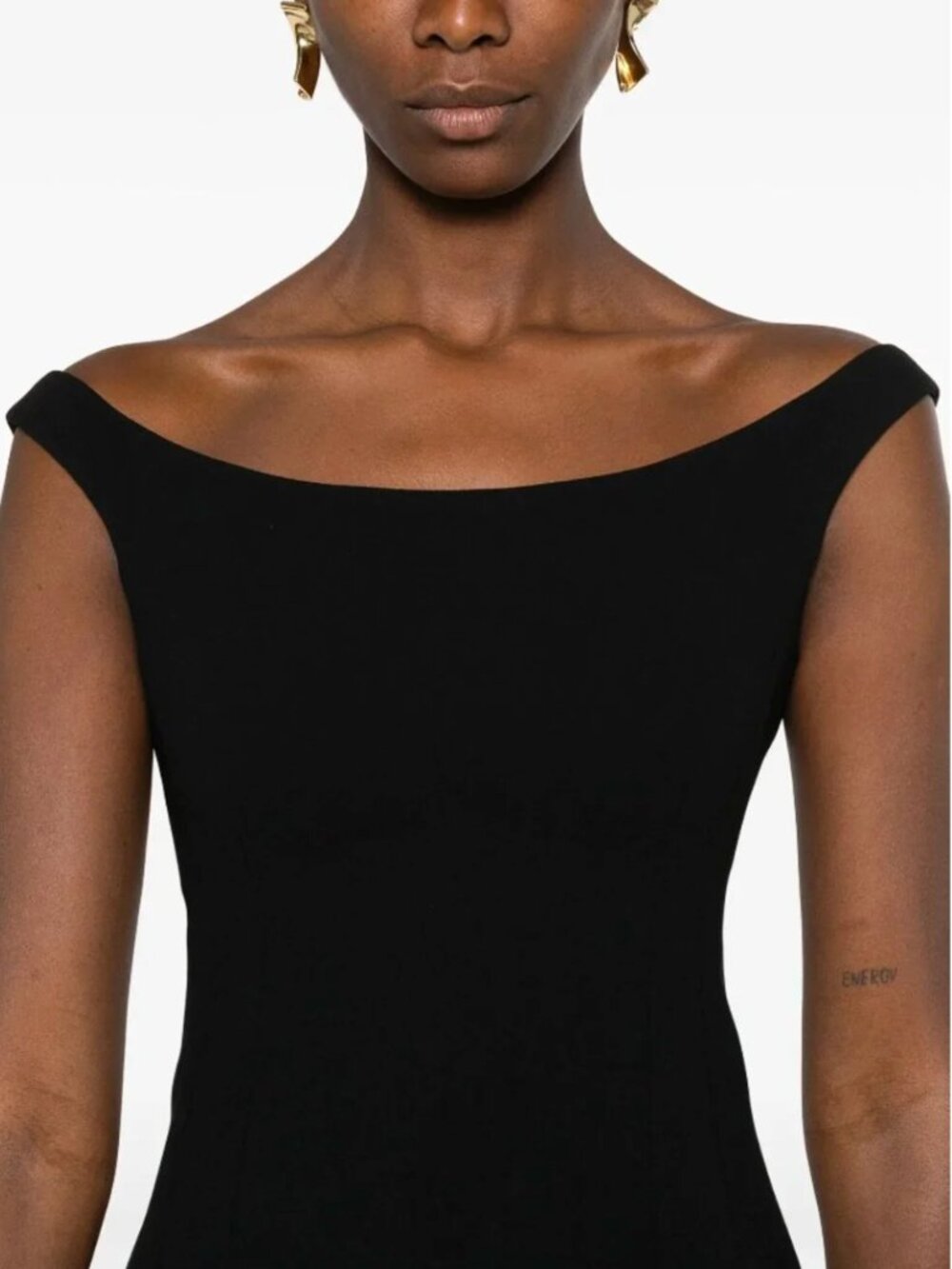 Toteme Curved Off The Shoulder Maxi Dress Black 34 NWT $1200 - Picture 2 of 8